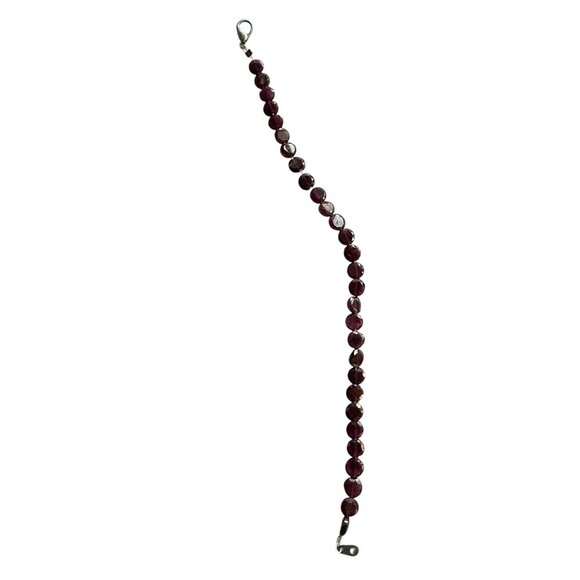 VTG Handmade Genuine Tested Red Garnet Coin Beads Stones Bracelet Lobster Clasp - Picture 6 of 6